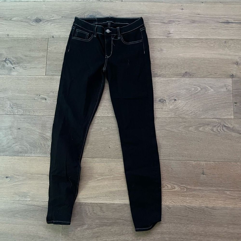 Lovers + Friends Women's Black Contrast Stitch Skinny Jeans Size 26